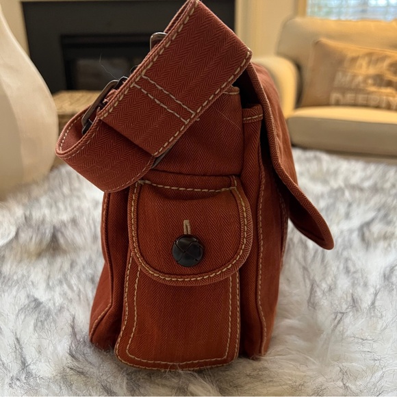 Fossil Canvas Brown Crossbody Shoulder Messenger Bag - Picture 10 of 14